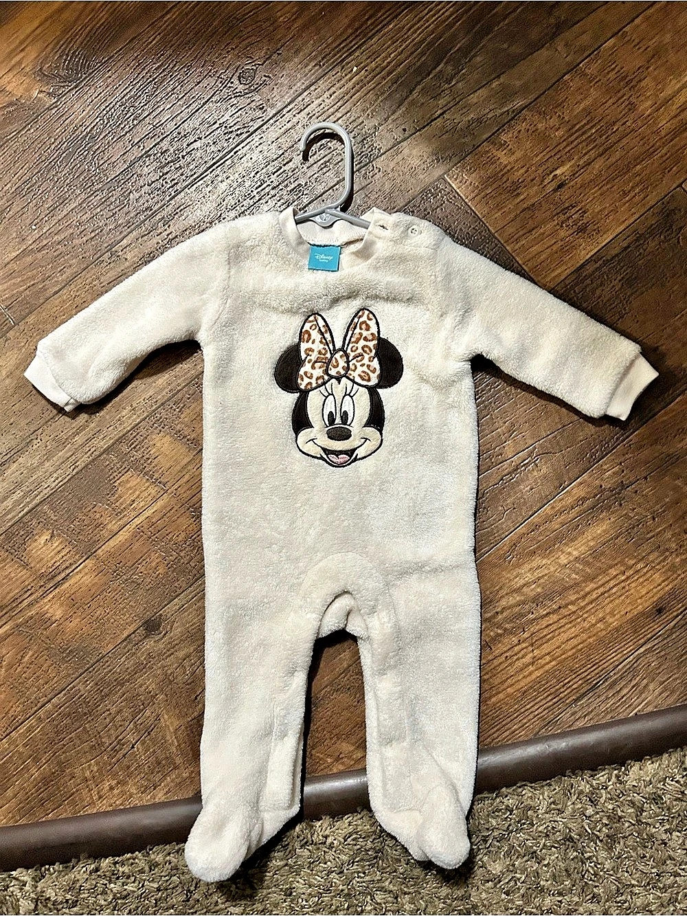 Disney Baby Minnie Mouse Footie Fur Suit; Size 6/9 months